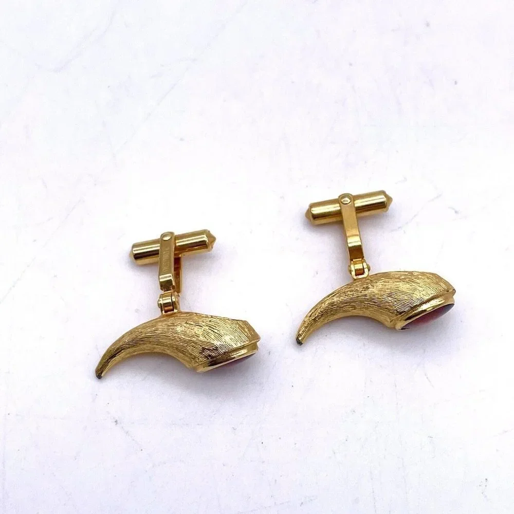 RALPH DESTINO VINTAGE LARGE GOLD TONE BEADED SCULPTURE MODERNIST CUFFLINKS